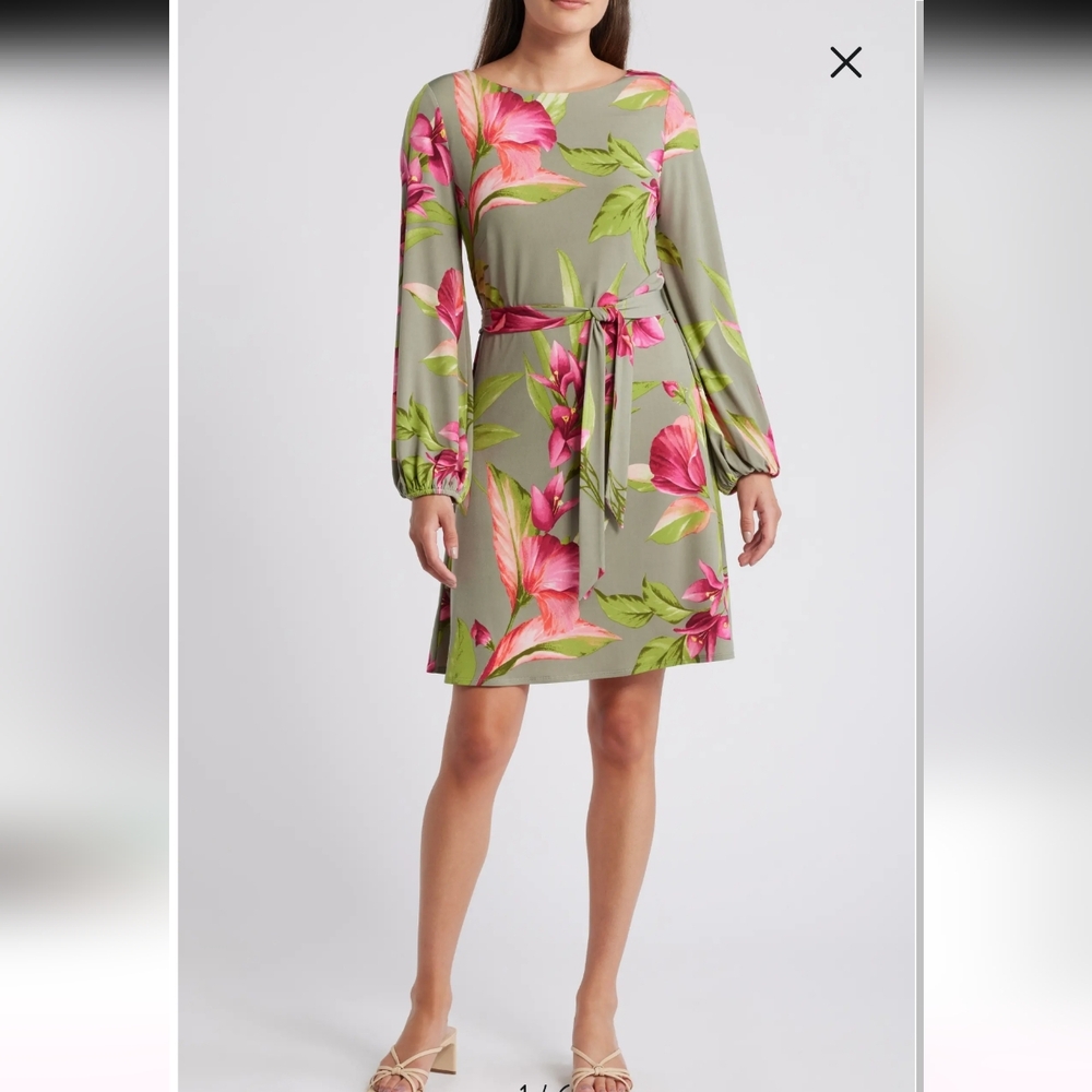 Tommy Bahama Lavish Blooms Long Sleeve Minidress  Size Medium
